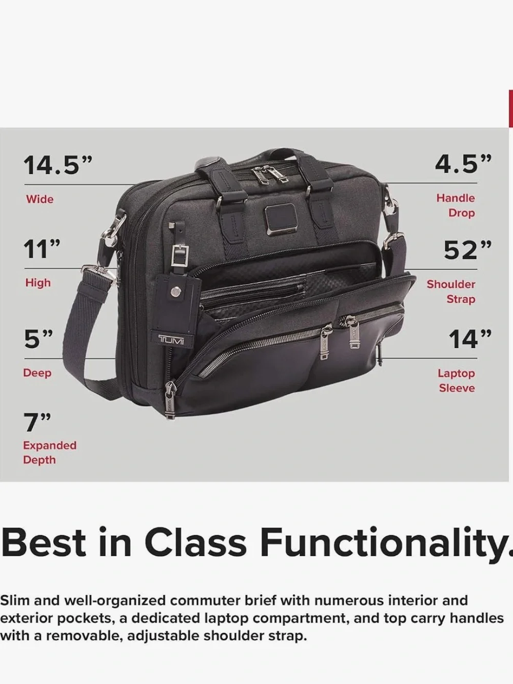 TUMI Alpha Bravo Albany Slim Commuter Briefcase in Anthracite